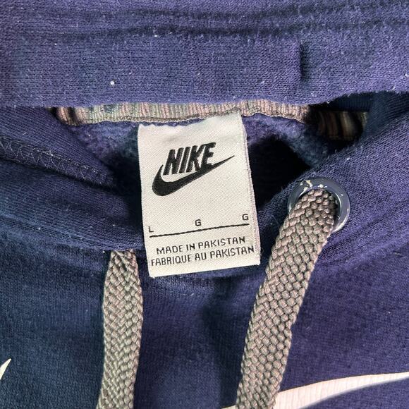 Nike Hoodie Mens Large Navy Swoosh Double Logo Sporty Athletic Capsule Staple - Picture 3 of 6